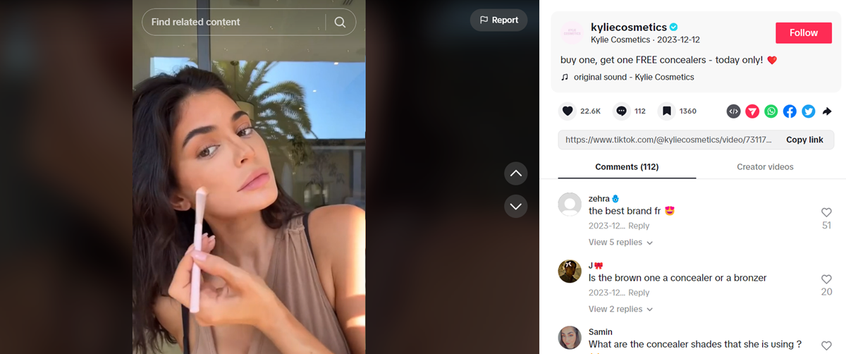 Kylie cosmetics tiktok
