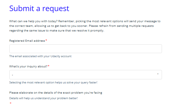 udacity request