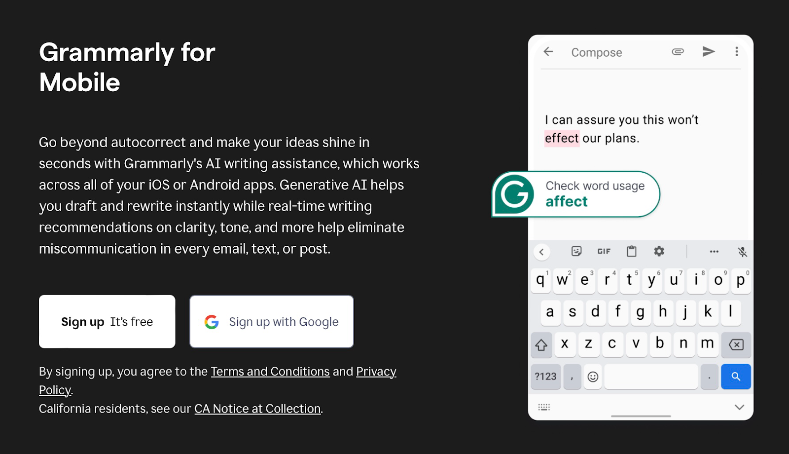 grammarly mobile app